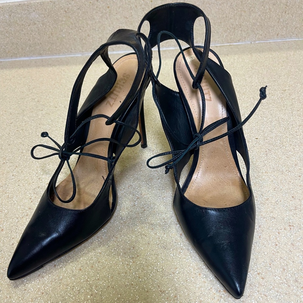 Schutz wrap around leather heel